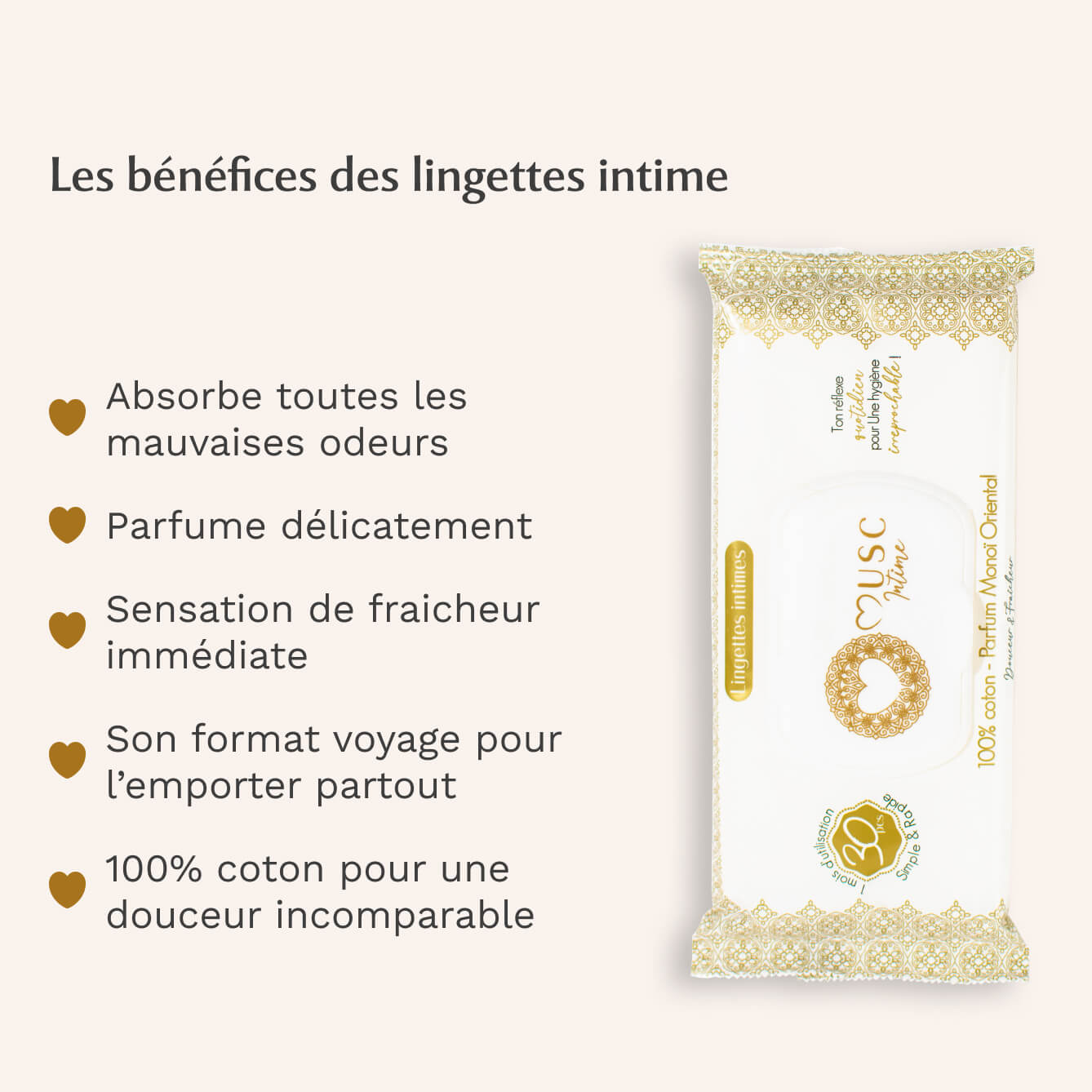 Lingettes toilette Intime au Monoï Oriental x120 - lot de 4