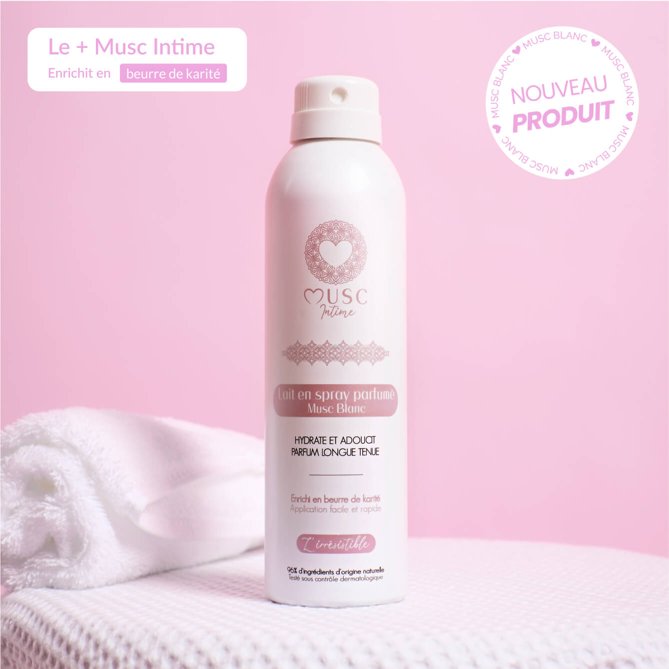 Lait en spray parfumé au Musc Blanc - l'Irrésistible